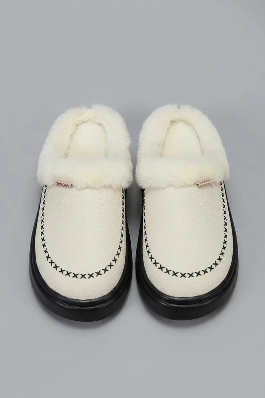 Solid Color Trim Retro Platform Backless Mule Slippers, Soft Lined Slides, Comfy Daily Shoes for Indoor And Outdoor Wear, Women Shoes — variant_front