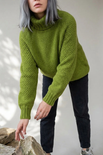 Women's Oversized Turtleneck Jumper with Ribbed Cuffs — variant_front