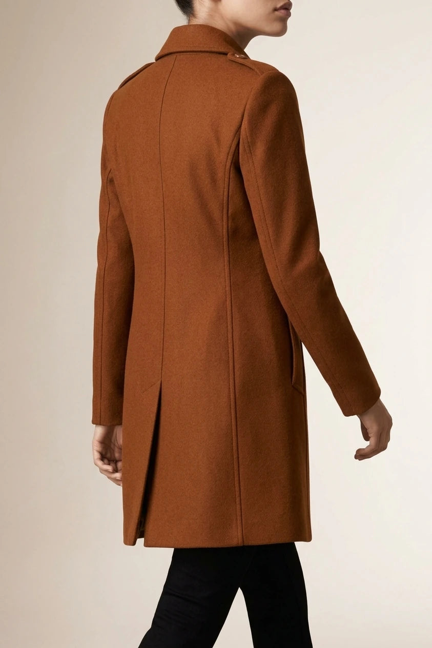 Women's Double-Breasted Military Coat Notch Lapel — variant_front