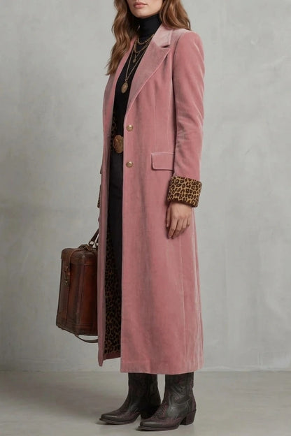 Lusavine – Leopard-lined velvet elegance – Long coat — variant_front