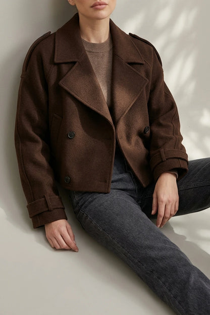 Élise – Double-breasted French Woolen Jacket – Cropped City Coat — variant_front