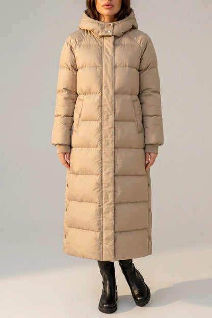 Women’s Long Puffer Coat – Hooded Padded Winter Jacket — variant_front