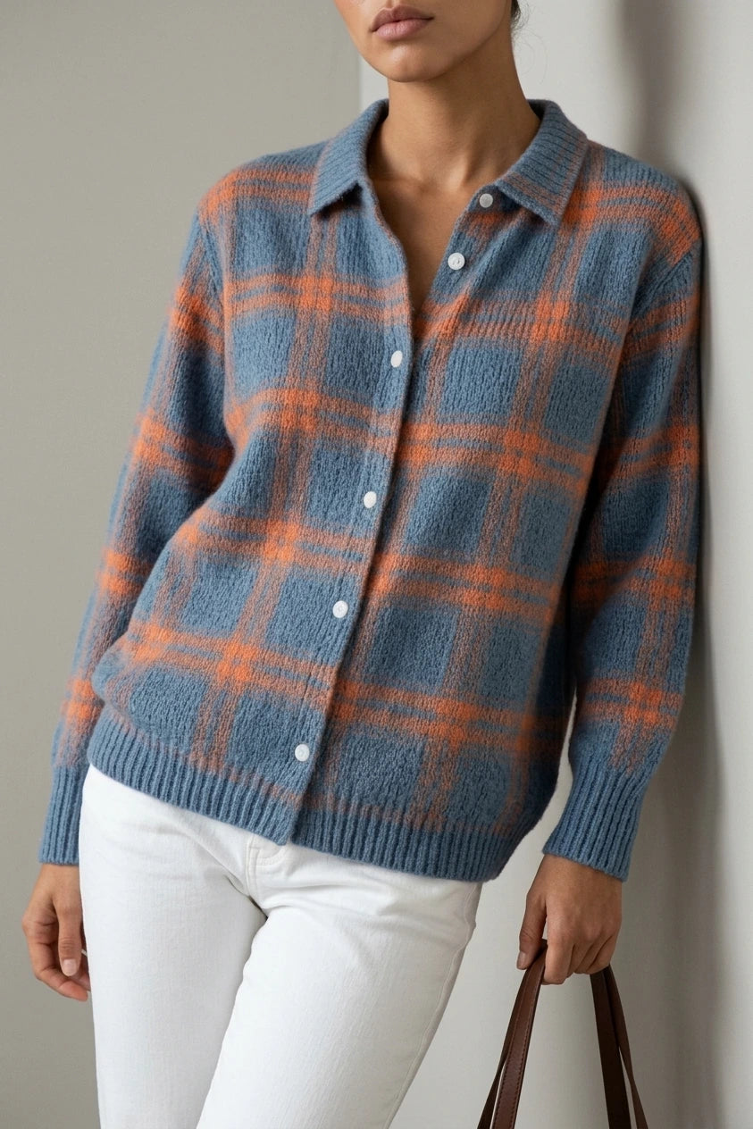 Mira – Knitted Blouse With Check Pattern — variant_front