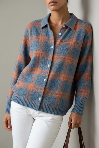 Mira – Knitted Blouse With Check Pattern — variant_front