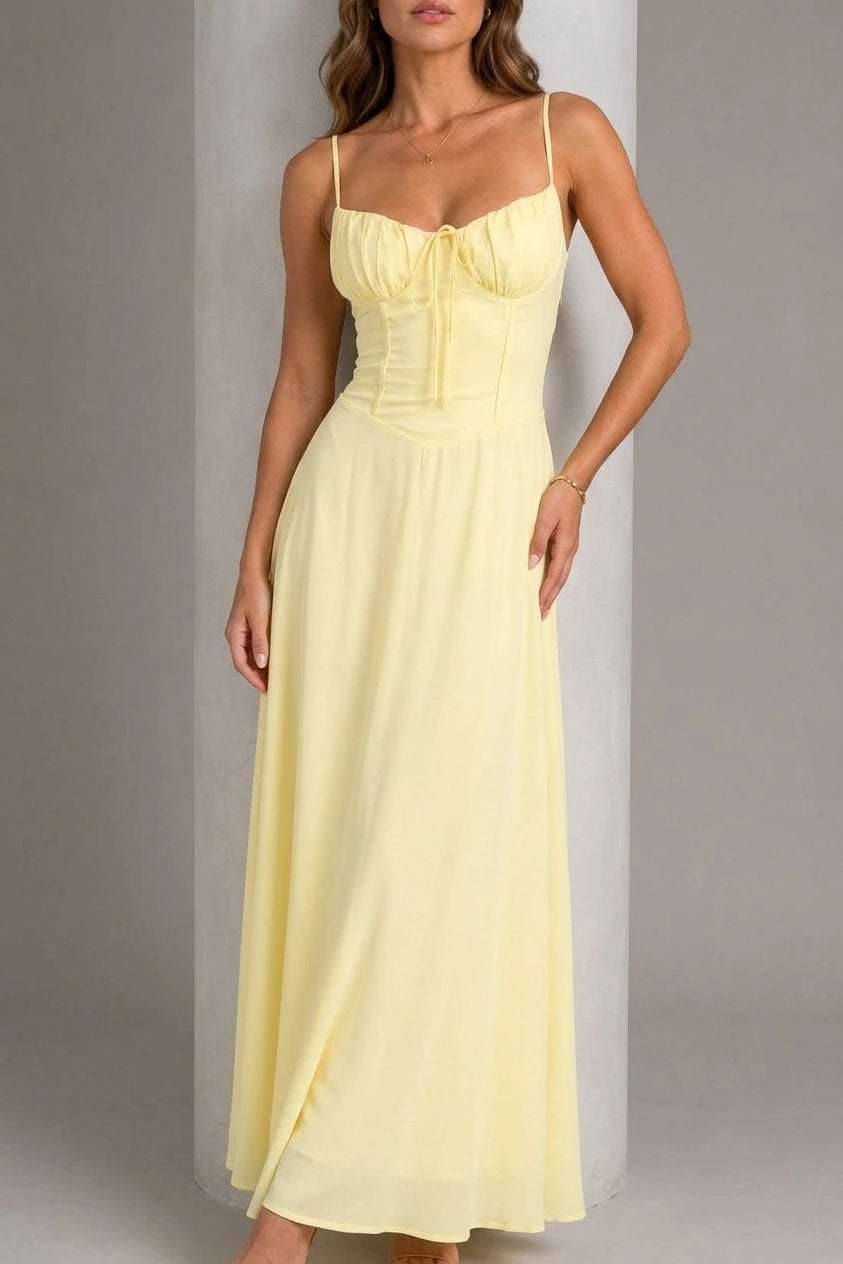 Women’s Strappy Corset Maxi Dress – Sculpted Flowing Silhouette — variant_front
