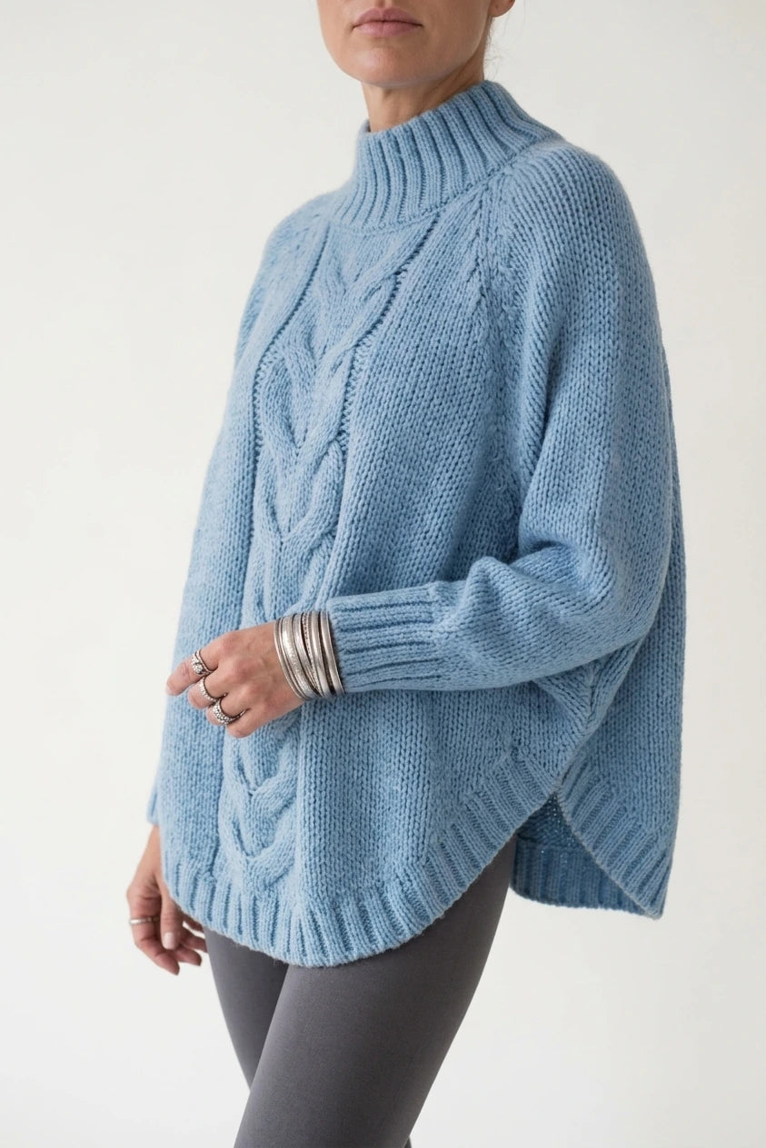 Women's Cable Knit Turtleneck Jumper Oversized Fit — variant_front