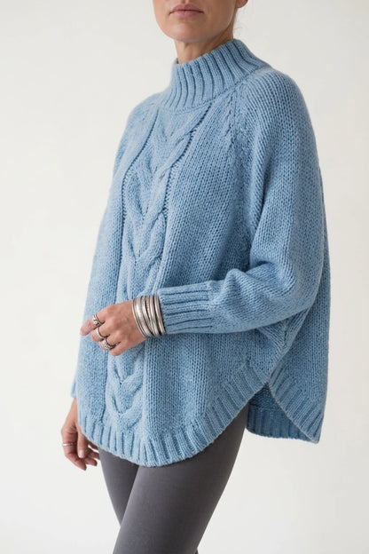 Women's Cable Knit Turtleneck Jumper Oversized Fit — variant_front