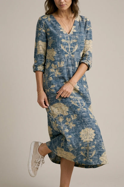 Linen Floral Dress — variant_front