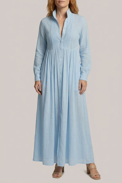 Women’s Lightweight Button Front Maxi Shirt Dress – Relaxed Flowy Silhouette — variant_front