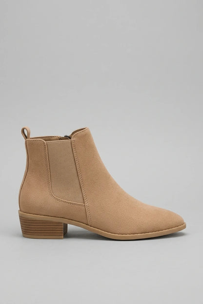 Women's Pointed Toe Chelsea Ankle Boots Low Block Heel — variant_front