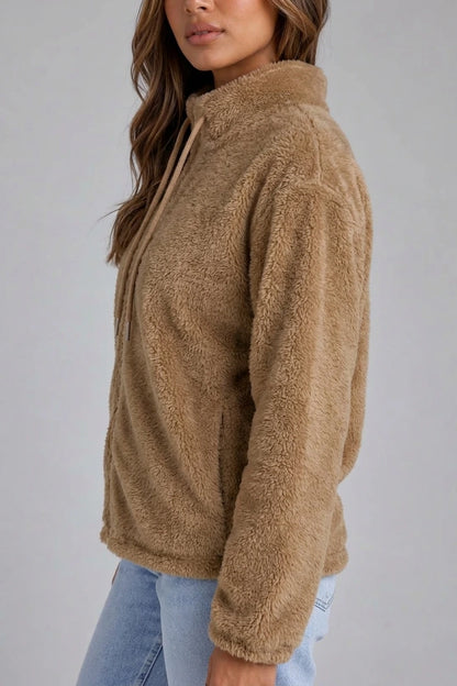 Women’s Teddy Fleece Zip-Up Jacket – Soft High Neck Jumper — variant_front