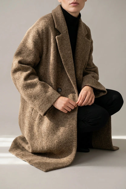 Women's Oversized Longline Coat Double-Breasted — variant_front