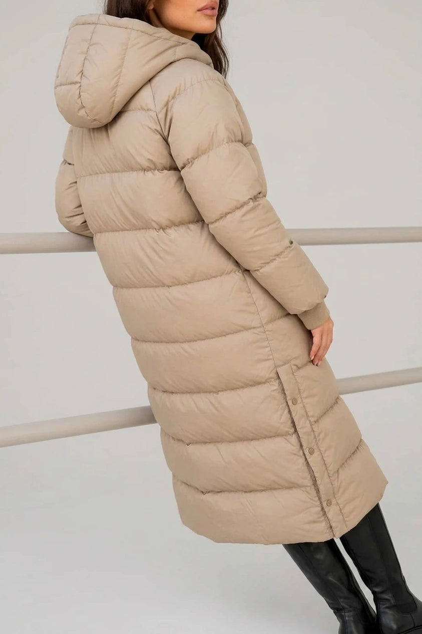 Women’s Long Puffer Coat – Hooded Padded Winter Jacket — variant_front