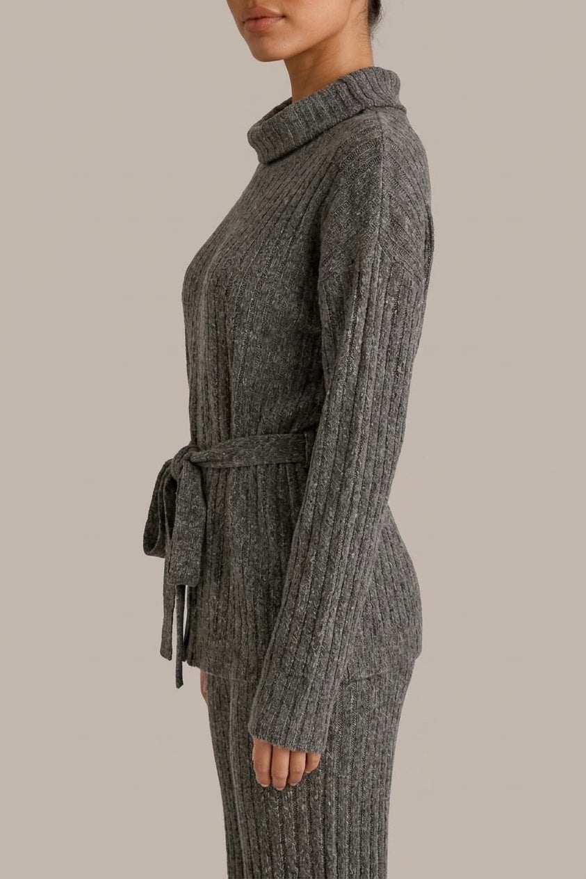 Women’s Knitted Two-Piece Set – Roll Neck Jumper & Wide Leg Trousers Outfit — variant_front