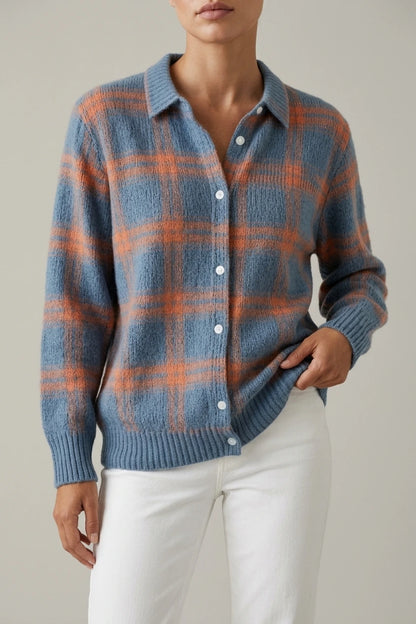Mira – Knitted Blouse With Check Pattern — variant_front