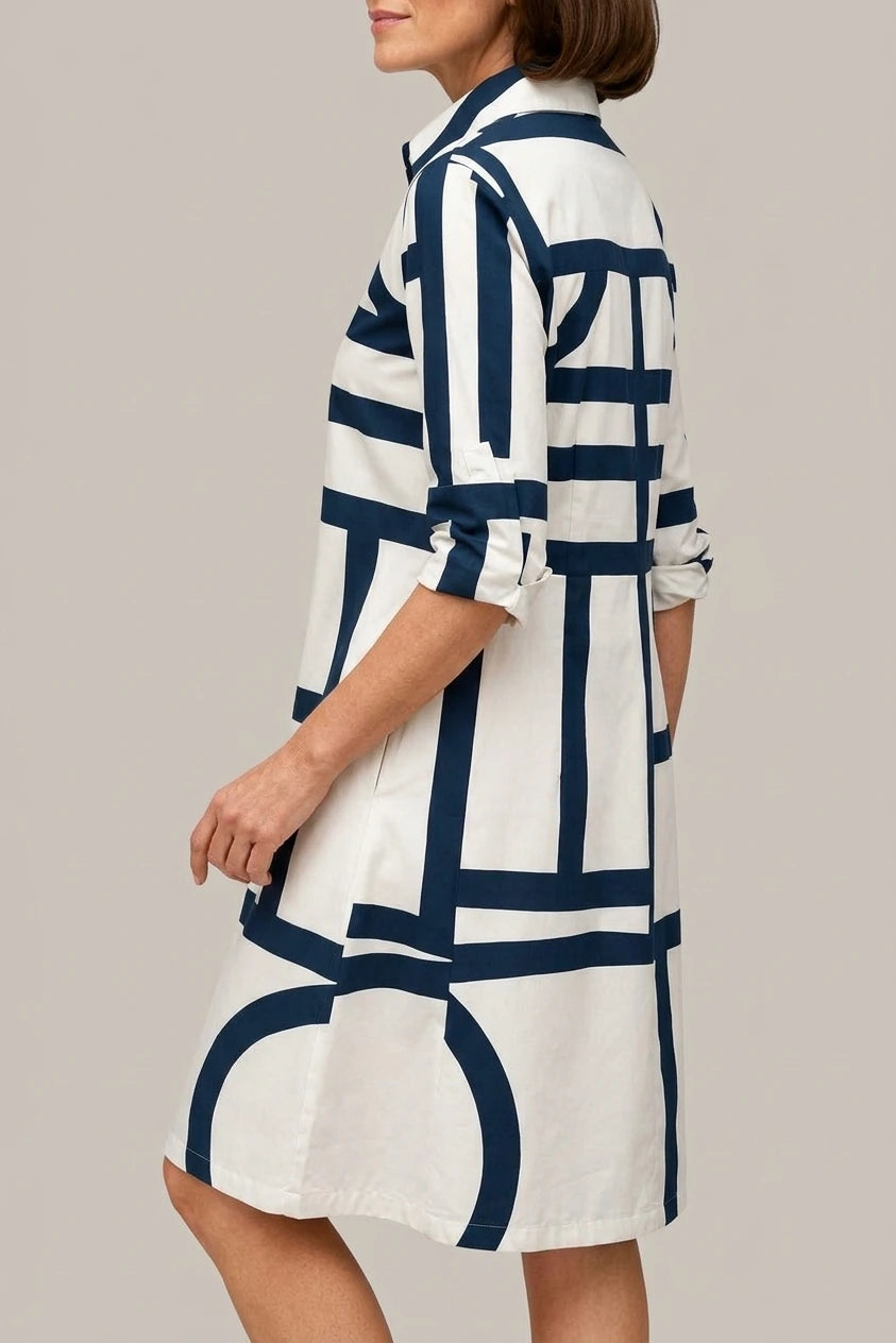 Elegant Geometric Midi Dress – Sophisticated & Timeless — variant_front