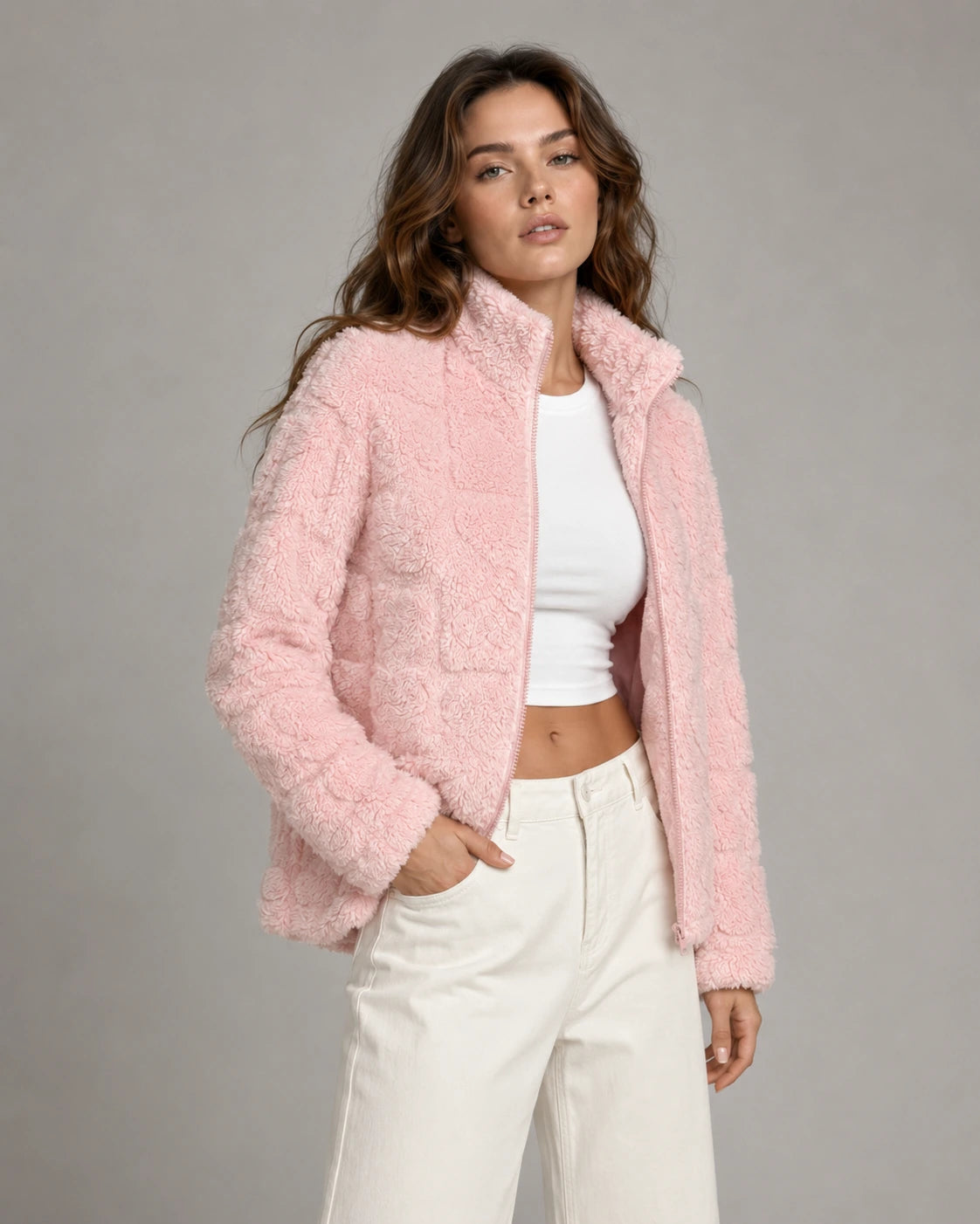 Pink Heart Teddy Fleece Zip Up Jacket — gallery_04.webp
