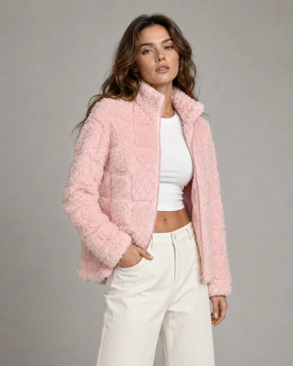 Pink Heart Teddy Fleece Zip Up Jacket — gallery_04.webp