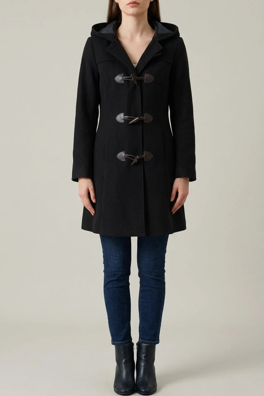 Hooded Toggle Button Up Duffle Coat Winter Outwear — variant_front