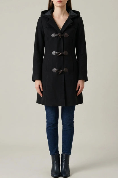 Hooded Toggle Button Up Duffle Coat Winter Outwear — variant_front