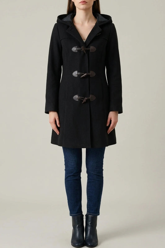 Hooded Toggle Button Up Duffle Coat Winter Outwear — variant_front