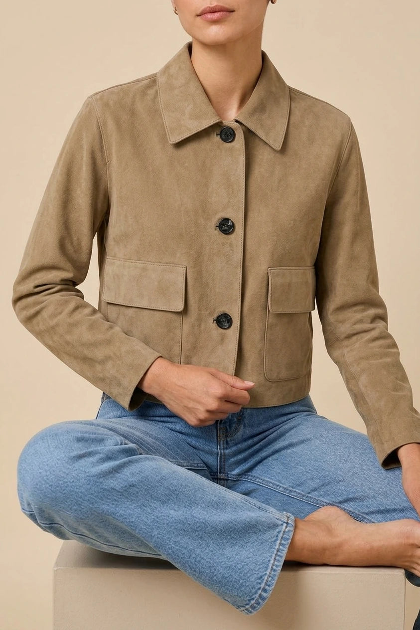 Women’s Tailored Collared Jacket – Button Front Long Sleeve Coat — variant_front
