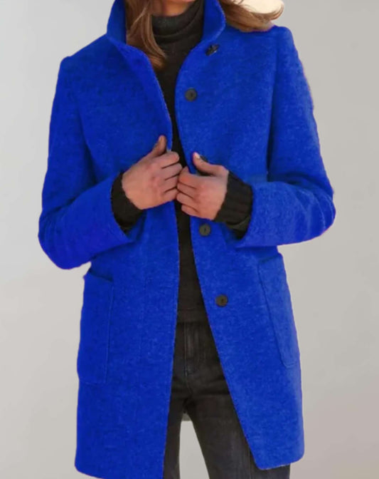 Women's Button-Front Coat with High Collar — variant_front
