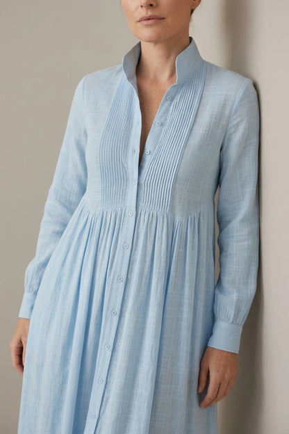 Women’s Lightweight Button Front Maxi Shirt Dress – Relaxed Flowy Silhouette — variant_front