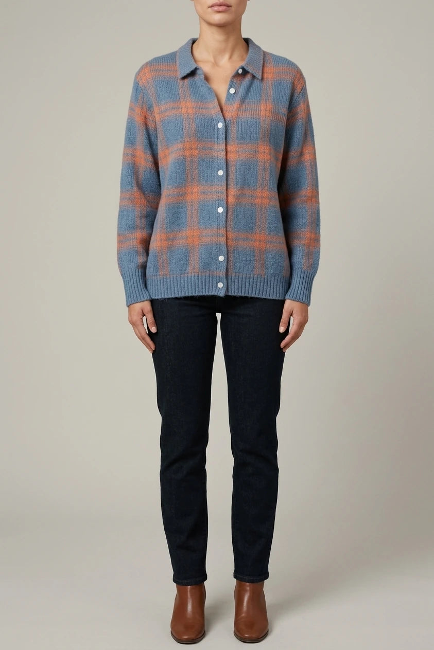 Mira – Knitted Blouse With Check Pattern — variant_front
