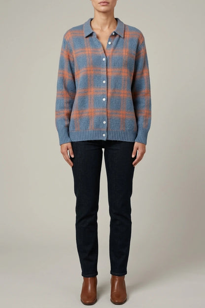 Mira – Knitted Blouse With Check Pattern — variant_front