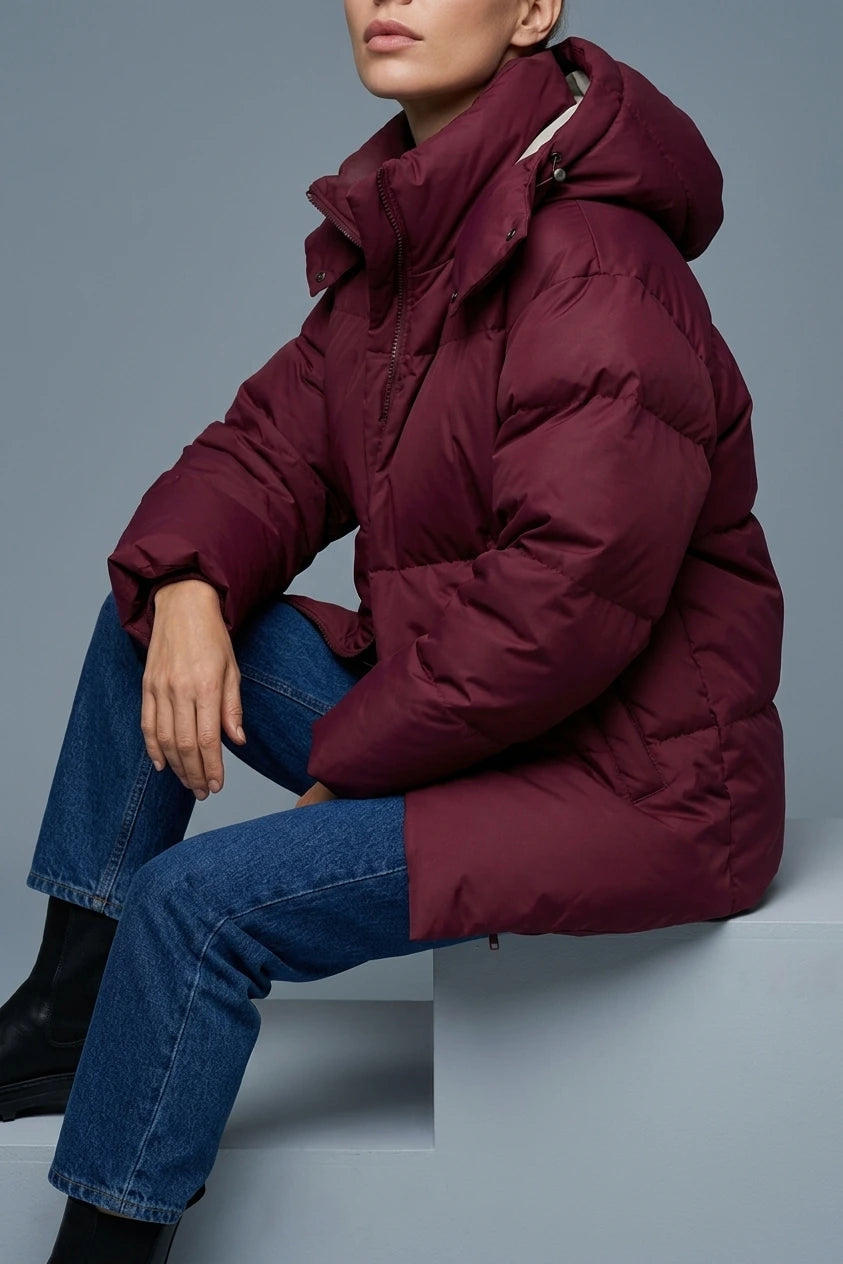 Women's Lightweight Quilted Puffer Jacket with Hood — variant_front