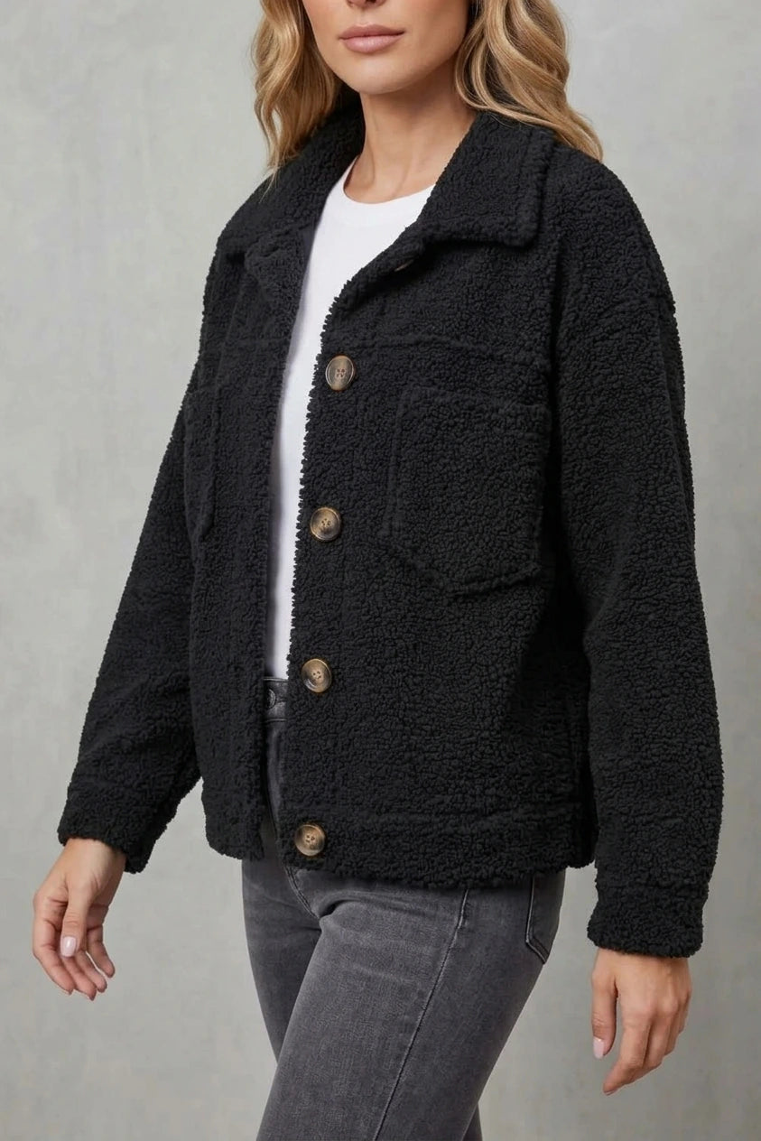 Floretta – Textured fleece style – Button-up jacket — variant_front