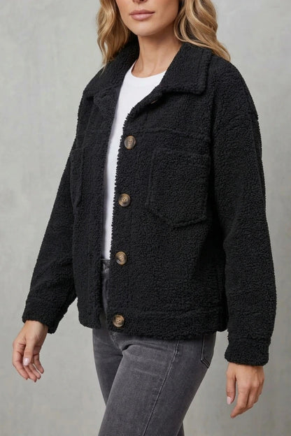 Floretta – Textured fleece style – Button-up jacket — variant_front