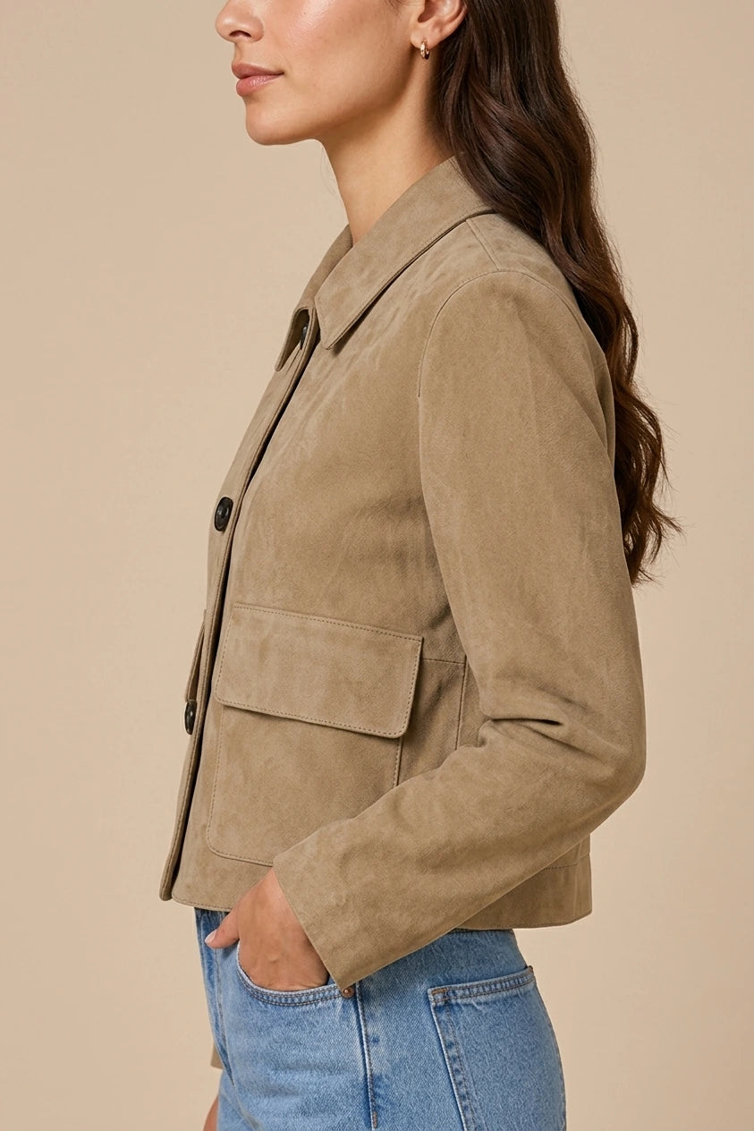 Women’s Tailored Collared Jacket – Button Front Long Sleeve Coat — variant_front