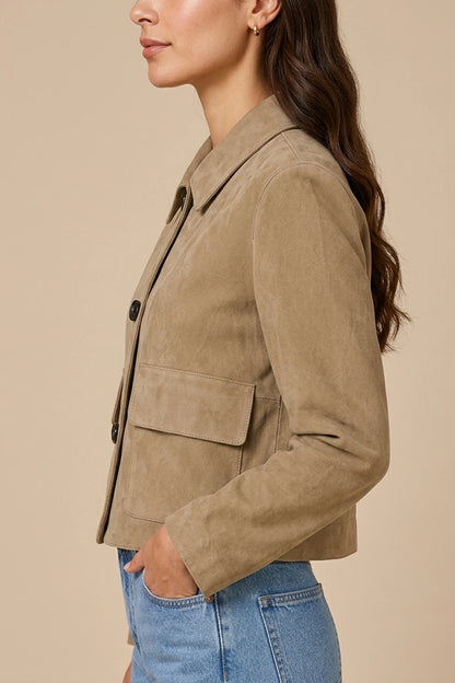 Women’s Tailored Collared Jacket – Button Front Long Sleeve Coat — variant_front