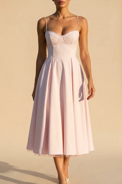 Women’s Corset Midi Dress with Full Skirt – Elegant Occasion Style — variant_front