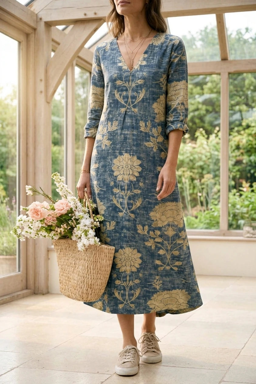 Linen Floral Dress — variant_front