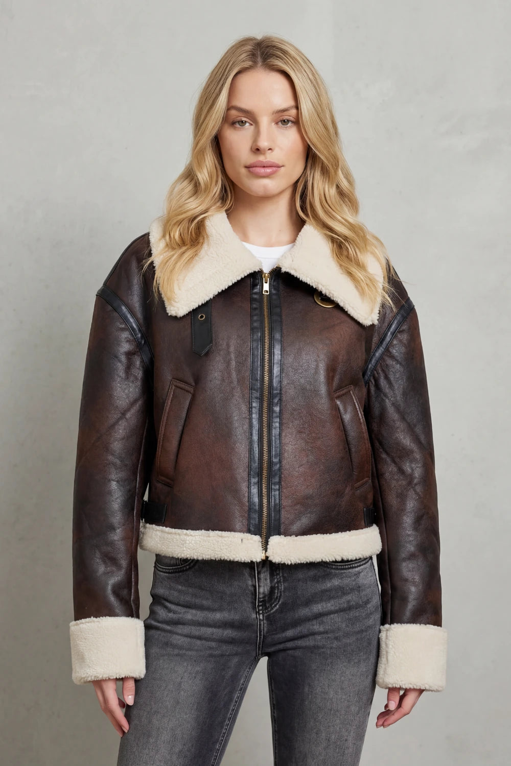 Mirevola – Shearling trim – Cropped aviator jacket — gallery_02.webp