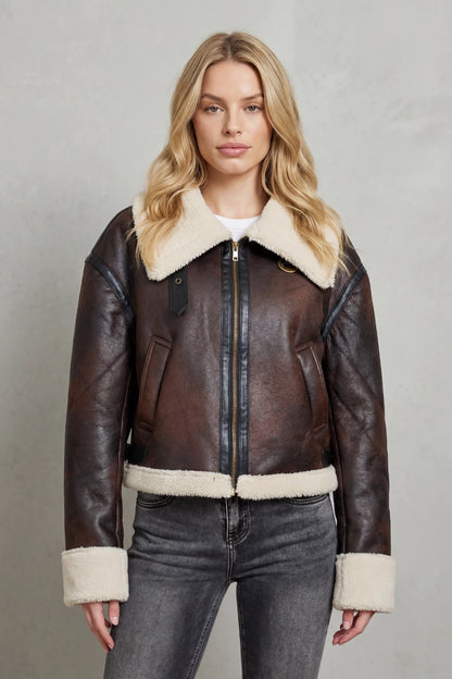 Mirevola – Shearling trim – Cropped aviator jacket — gallery_02.webp