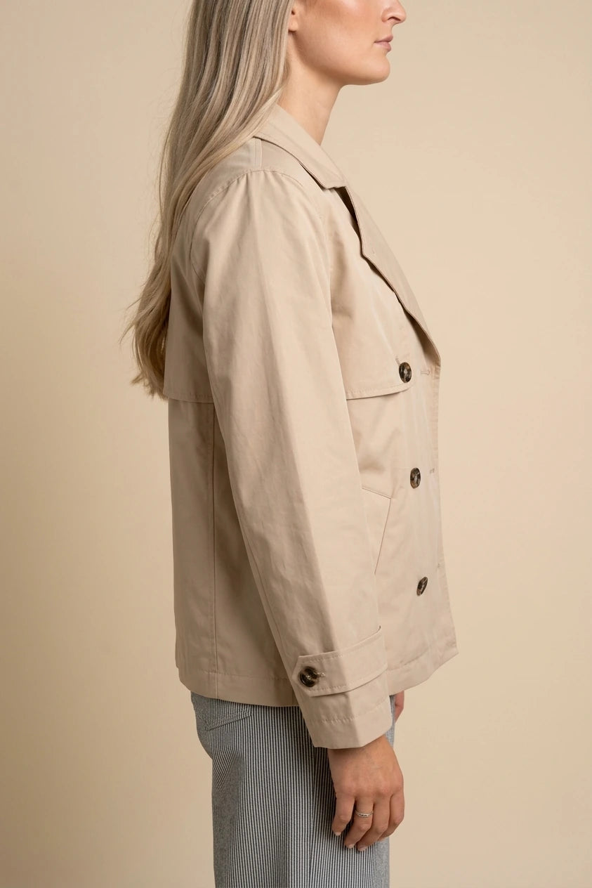 Women's Short Trench Coat Double-Breasted Notch Lapel — variant_front