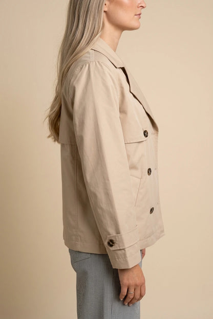 Women's Short Trench Coat Double-Breasted Notch Lapel — variant_front
