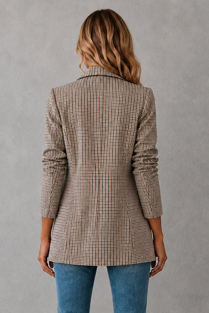 Women’s Double-Breasted Plaid Blazer – Long Sleeve Smart Tailored Jacket — gallery_04.webp