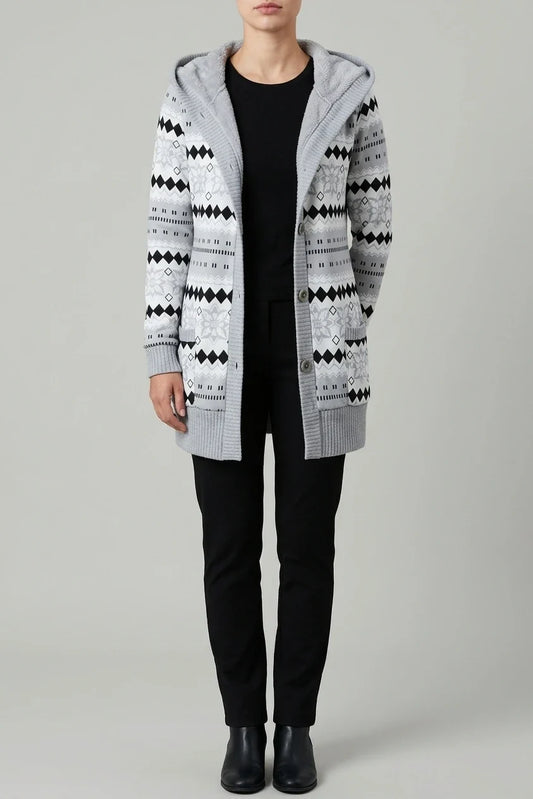 [Elegant Warm Cardigan] Elegant Warm Women's Cardigan | Fleece-Lined Hooded Sweater Coat | Autumn Winter European American — variant_front