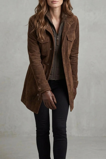 Bellavue – Tailored suede finish – Longline coat — variant_front