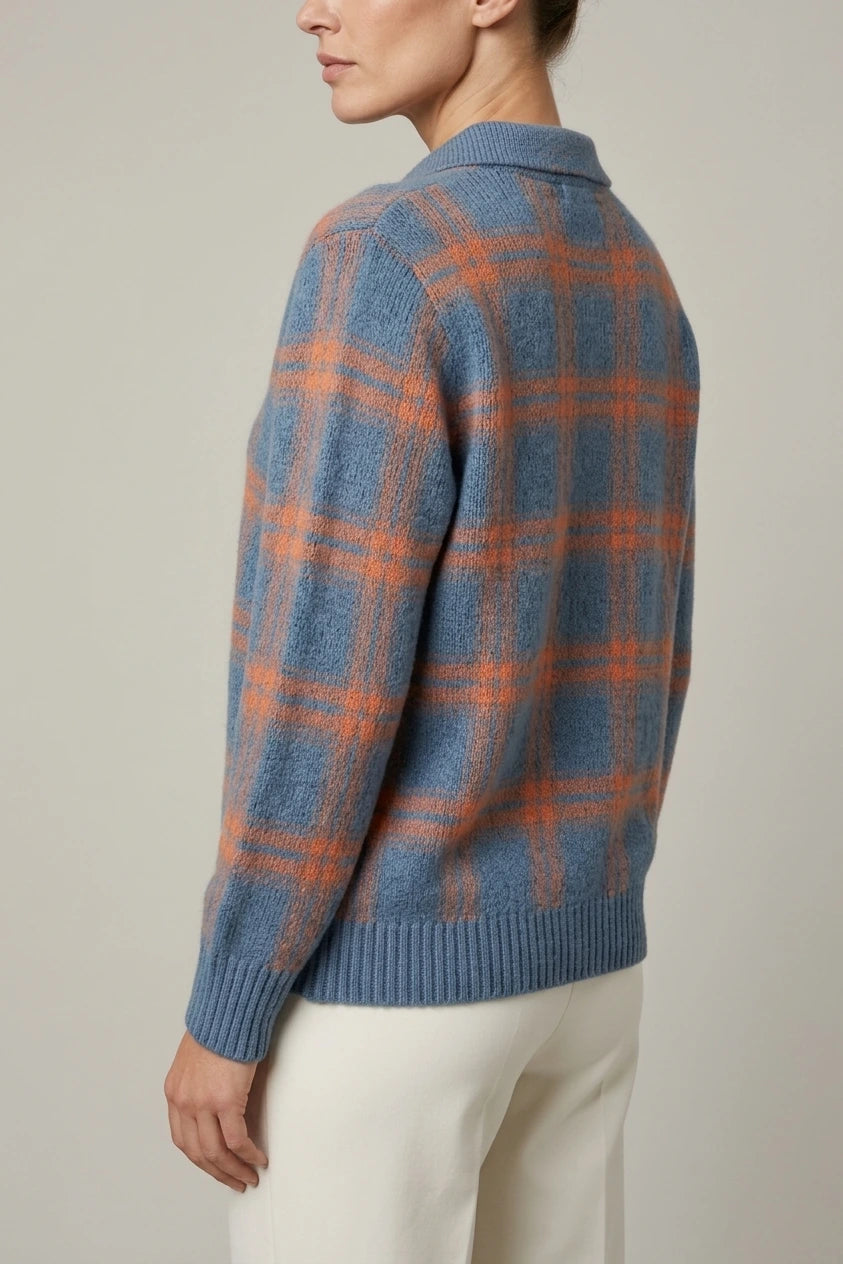 Mira – Knitted Blouse With Check Pattern — variant_front
