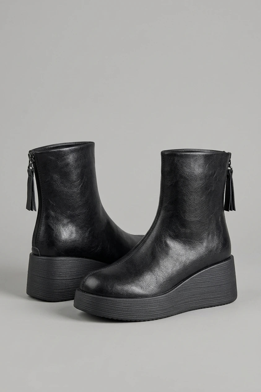 Women's Retro Leather Platform Boots – Emberlane — variant_front