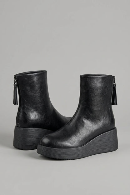 Women's Retro Leather Platform Boots – Emberlane — variant_front