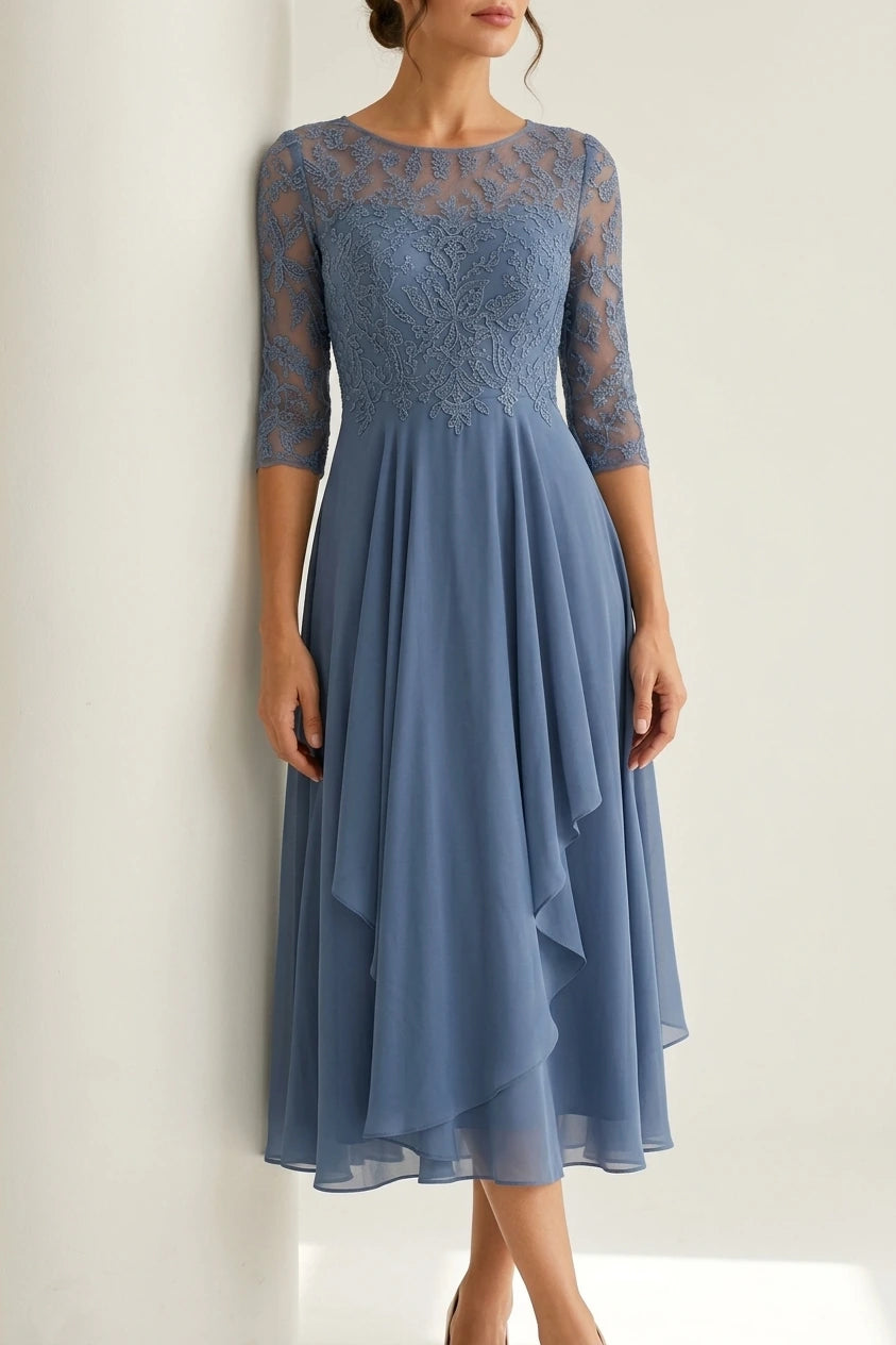 Women's Embroidered Lace Midi Dress | Wedding Guest — variant_front