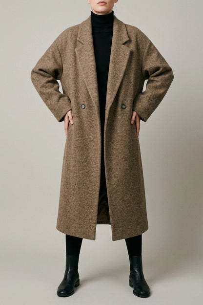 Women's Oversized Longline Coat Double-Breasted — variant_front