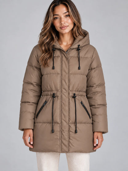 Women’s Hooded Puffer Jacket – Drawstring Waist Quilted Winter Coat — gallery_01.webp